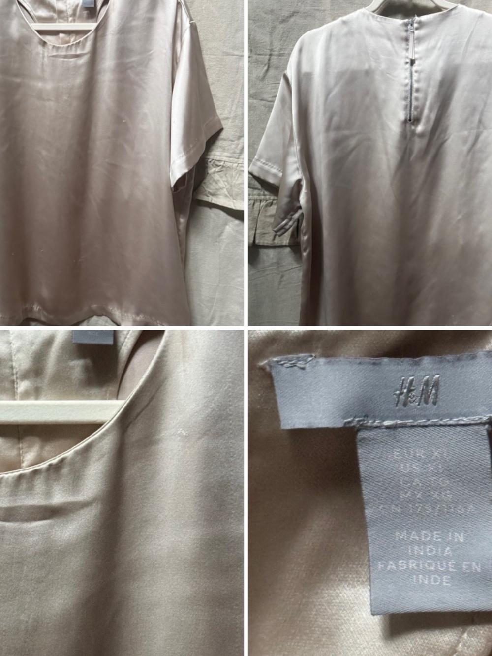 NWOT H&M Satin-like Champagne Top (XL)